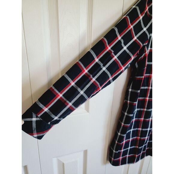 J. Jill PM Shirt Womens Button Up Plaid Red Black Cotton LS Checkered Petite Med - Picture 3 of 7